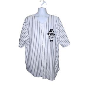 Baseball Jersey Skull Mens Size 2XL White Black D106 Mafia Cigar